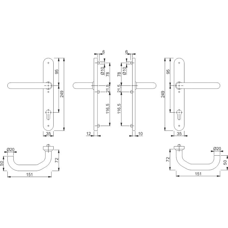 HOPPE Schmalrahmen-Schutzgarnitur PARIS *E138GF/3358/3357N* ES1 (SK2) Produktbild BIGSKZ L