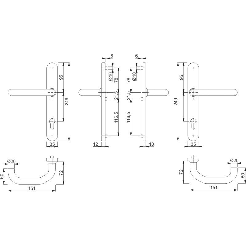 HOPPE Rauchdicht-Antipanik-Schmalrahmen-Schutzgarnitur PARIS *RD-E138GF/3358/3357N* ES1 (SK2) Produktbild BIGSKZ L