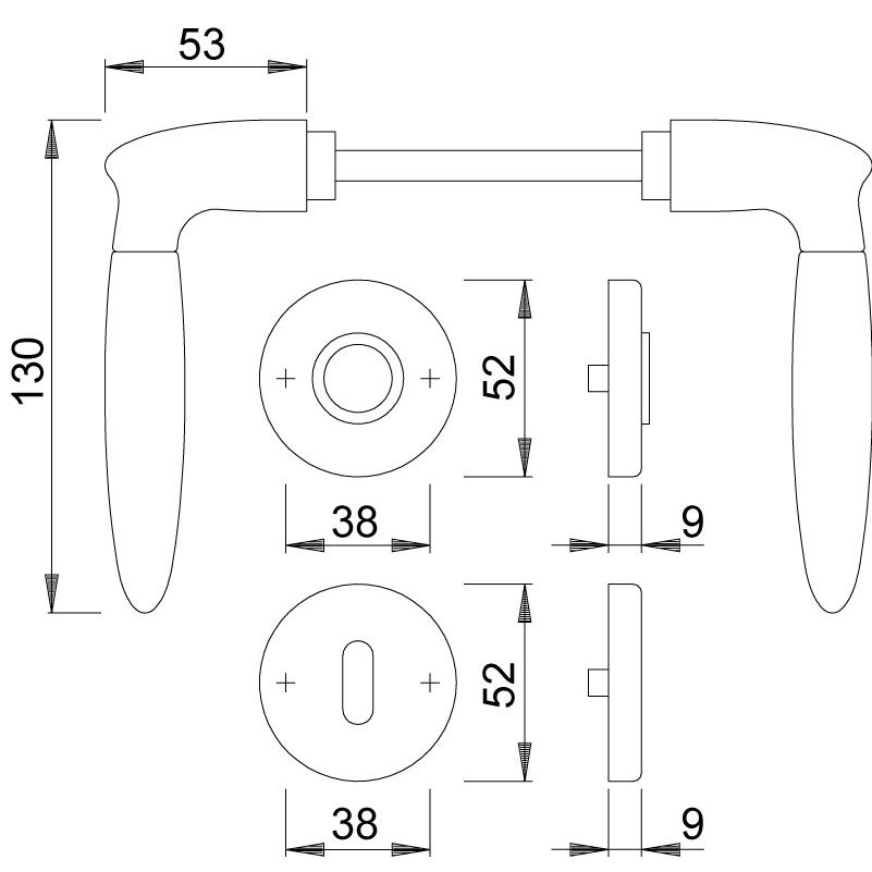 HOPPE Objektgarnitur ATHINAI *M156/19KV/19KVS* Kat.3 Produktbild BIGSKZ L