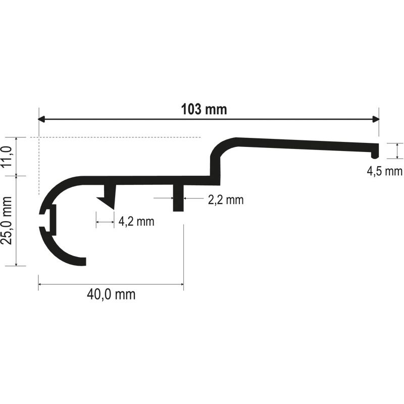 Abrollprofil 103mm Lg. 6,00m Braun, VE: 60m für 70er bis 76er Produktbild BIGSKZ L