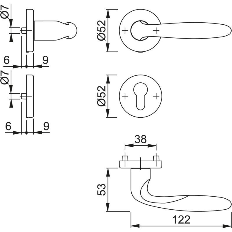 HOPPE Objektgarnitur VERONA *M151/42KV/42KVS* Kat.3 Produktbild BIGSKZ L