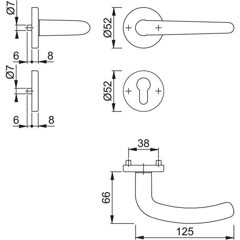 HOPPE Objektgarnitur DENVER *E1310Z/42KV/42KVS* Kat.3 Produktbild BIGSKZ L