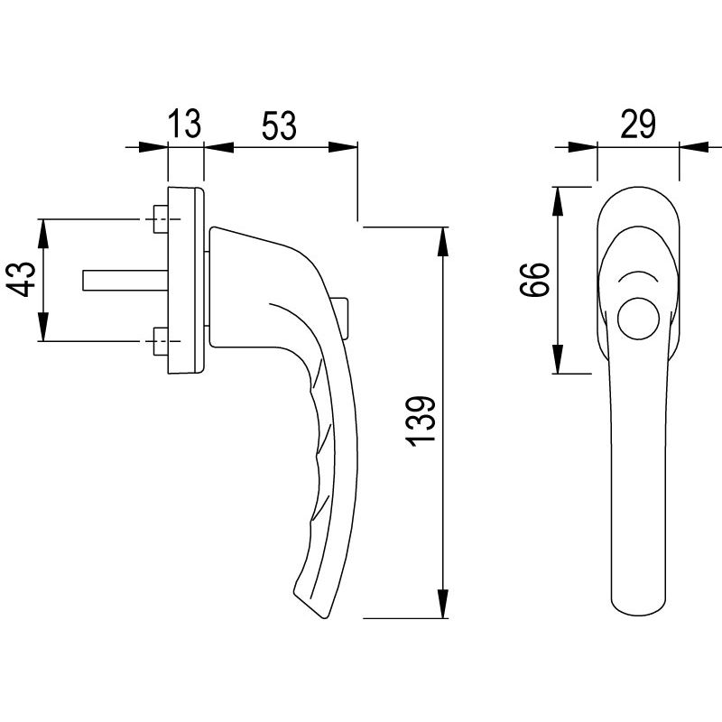 Fenstergriff 0710SV/U26 10/37 2xM5x45 Hilzinger F9016 Produktbild BIGSKZ L