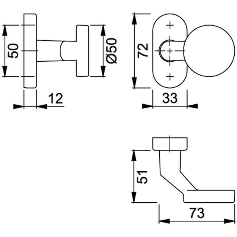 HOPPE Türknopf gekröpft fest/drehbar auf ovaler Rosette *E58G/55* Produktbild BIGSKZ L