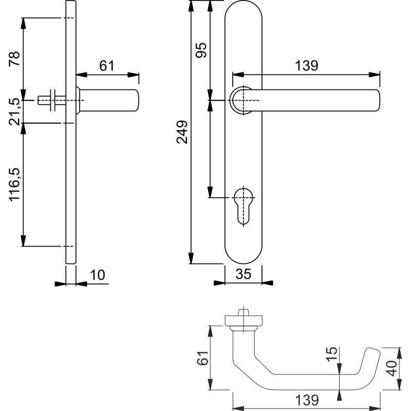 HOPPE Schmalrahmen-Halbgarnitur innen LIVERPOOL *E1313G/3357SN* Produktbild BIGSKZ L