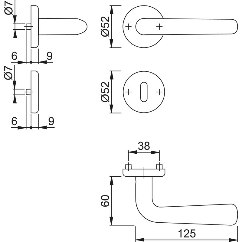 HOPPE Zimmertürgarnitur HELSINGBORG *E1730Z/17KV/17KVS* Kat.2 Produktbild BIGSKZ L