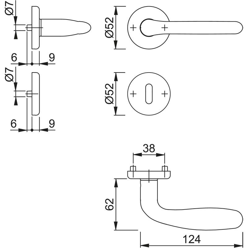 HOPPE Zimmertürgarnitur CARDIFF *E1850Z/17KV/17KVS* Kat.2 Produktbild BIGSKZ L