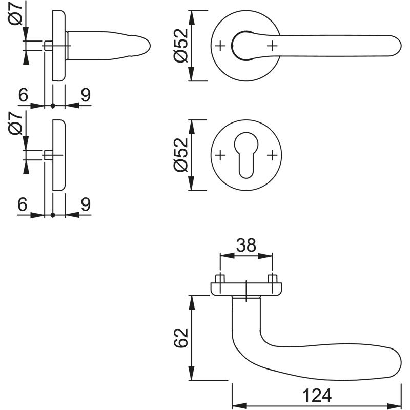 HOPPE Zimmertürgarnitur CARDIFF *E1850Z/17KV/17KVS* Kat.2 Produktbild BIGSKZ L
