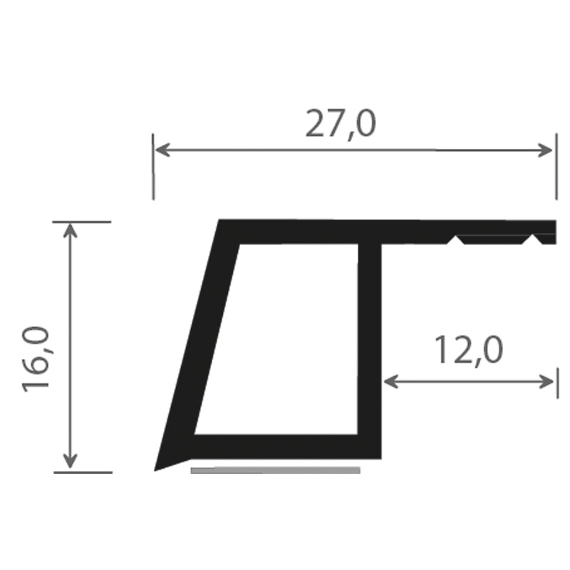 Kammerprofil 27x16mm SK Lg. 6,00m mit Nase, Weiß, VE: 60m Produktbild BIGSKZ L