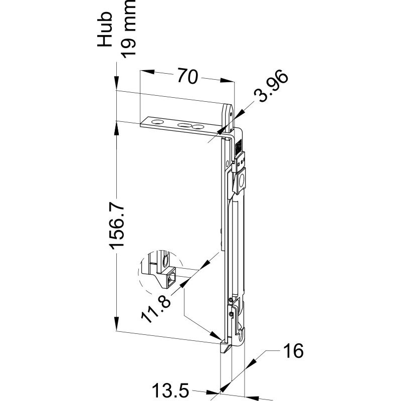 WINKHAUS Türkantriegel GASZ 16X157 Produktbild BIGSKZ L