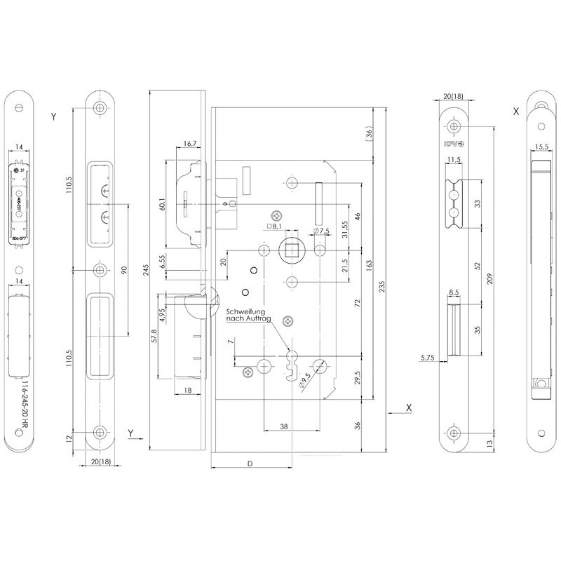 KFV Magnet-Einsteckschloss *116 1/2* Produktbild BIGSKZ L