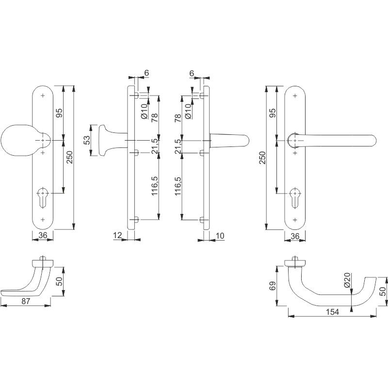 HOPPE Rauchdichte-Antipanik-Schmalrahmen-Wechselgarnitur PARIS *RD-86G/3358/3357N/138GF* ES1 (SK2) Produktbild BIGSKZ L