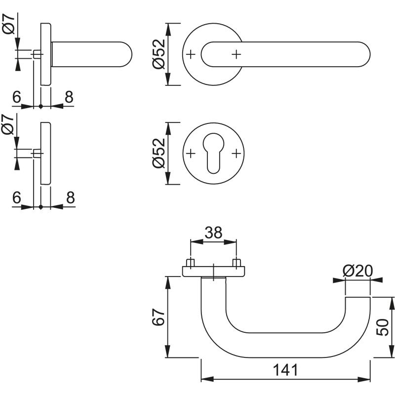 HOPPE Objektgarnitur PARIS *E138Z/42KV/42KVS* Kat.3 Produktbild BIGSKZ L