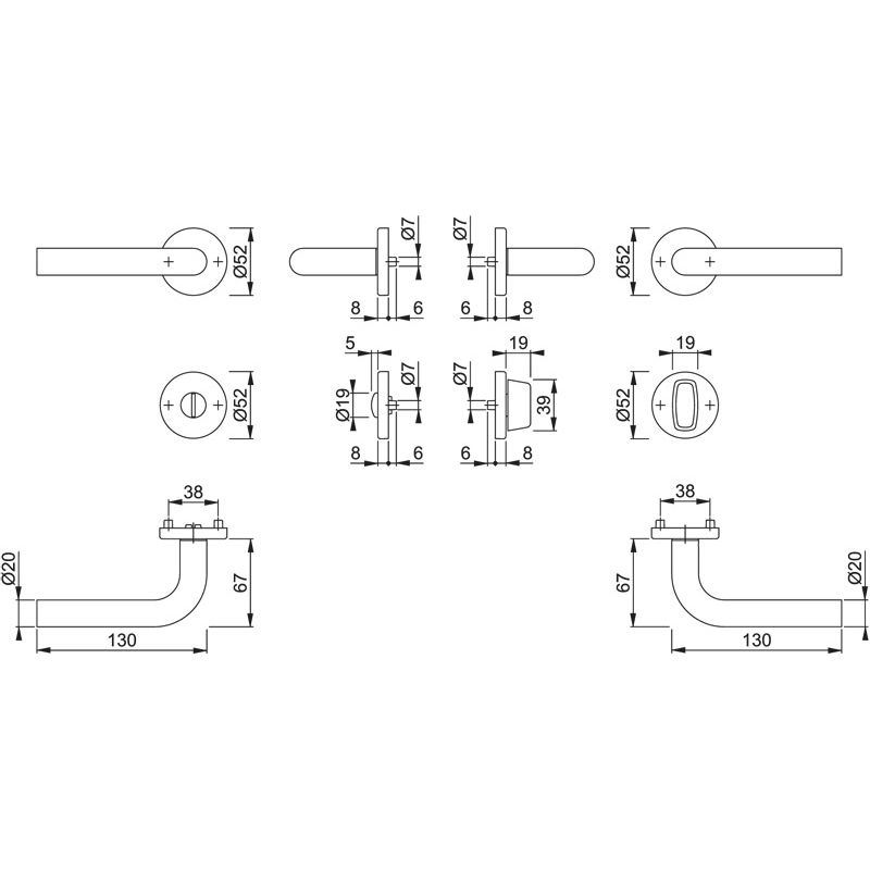 HOPPE Objektgarnitur BONN *E150Z/42KV/42KVS* Kat.3 Produktbild BIGSKZ L