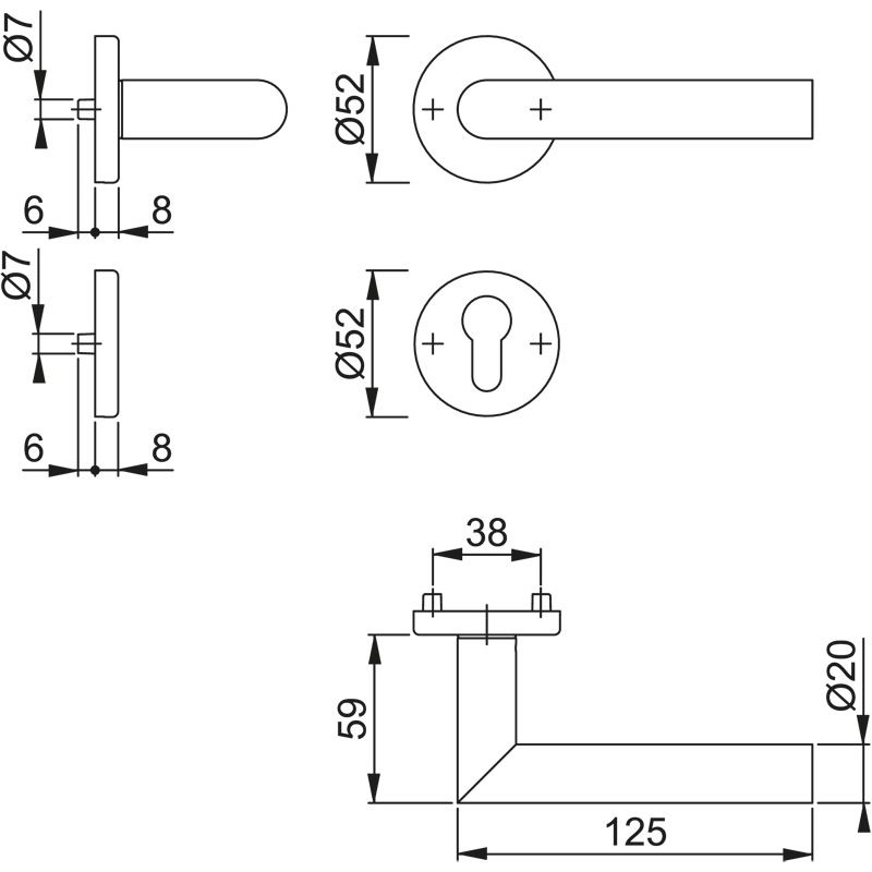 HOPPE Objektgarnitur AMSTERDAM *E1400Z/42KV/42KVS* Kat.3 Produktbild BIGSKZ L