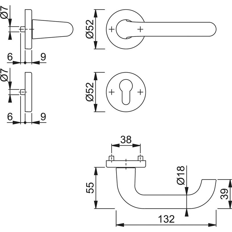 HOPPE Objektgarnitur PARIS *138L/42KV/42KVS* Kat.3 Produktbild BIGSKZ L