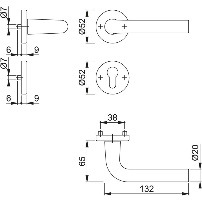 HOPPE Objektgarnitur BONN *150/42KV/42KVS* Kat.3 Produktbild BIGSKZ L
