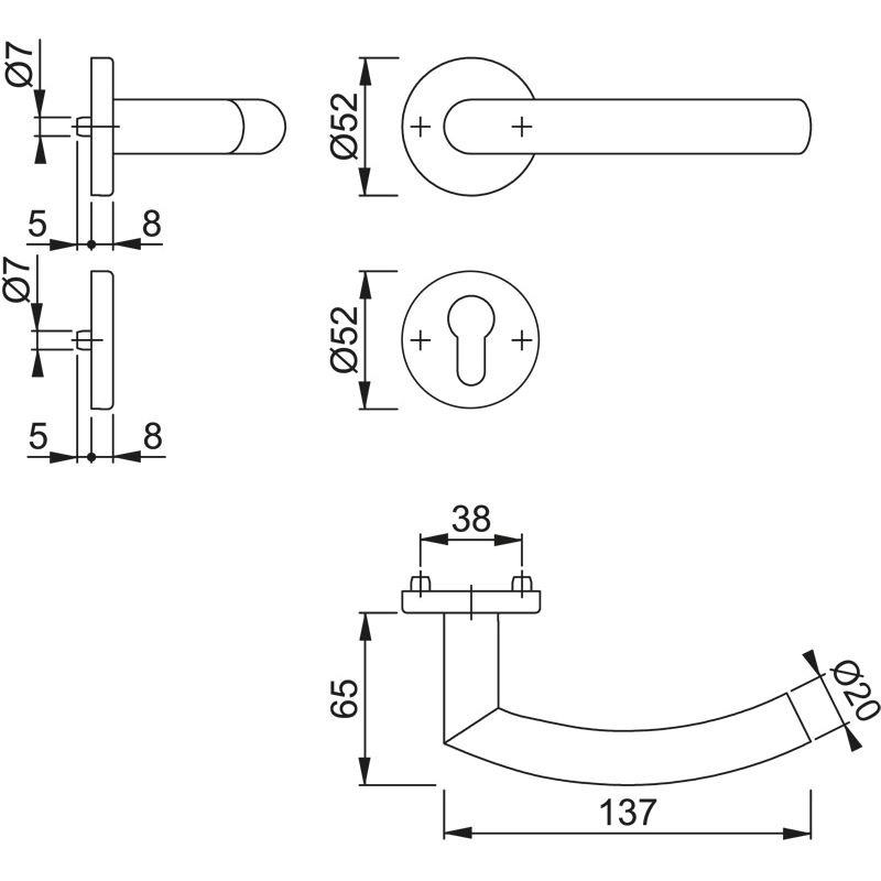 HOPPE Rosetten-Halbgarnitur Kombi-Schutz TRONDHEIM *E1430Z/42/42S* Produktbild BIGSKZ L
