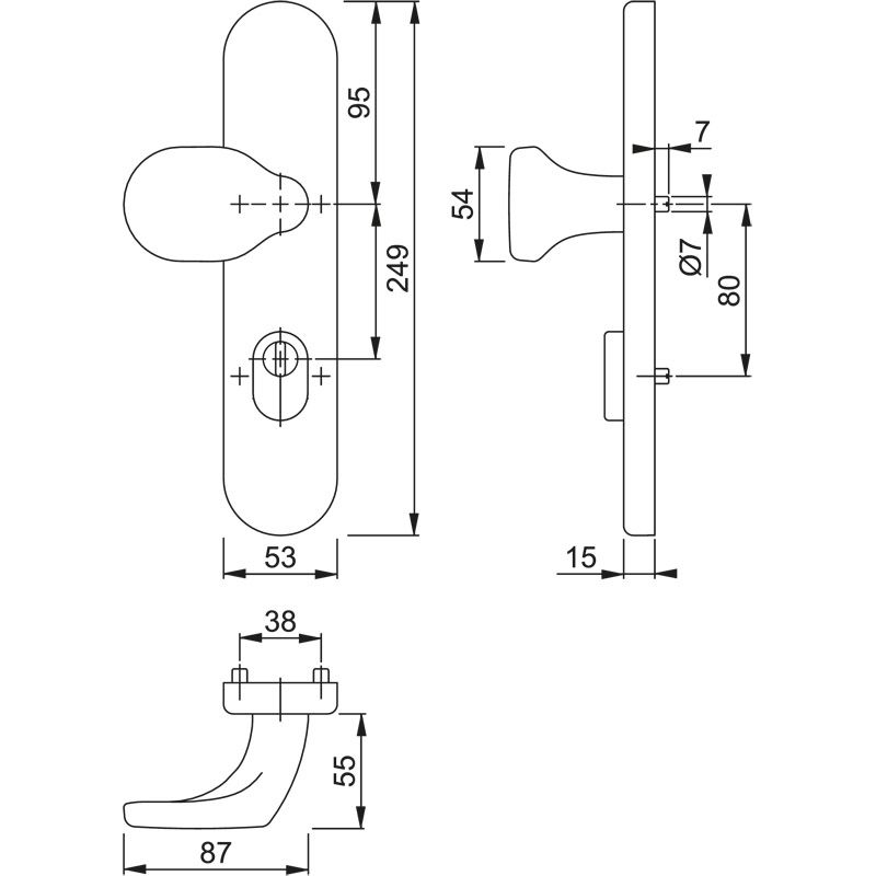 HOPPE Knopfschild Kombi-Schutz *E86G/3332ZA* ES1 Produktbild BIGSKZ L