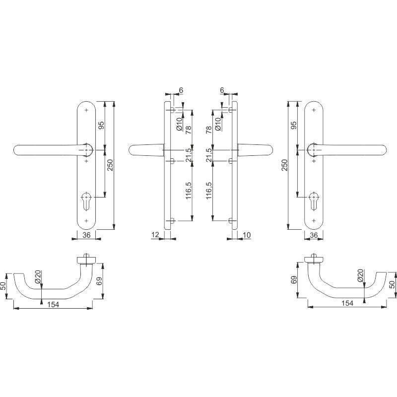 HOPPE Rauchdichte-Antipanik-Schmalrahmen-Schutzgarnitur PARIS *RD-138GF/3358/3357N* ES1 (SK2) Produktbild BIGSKZ L
