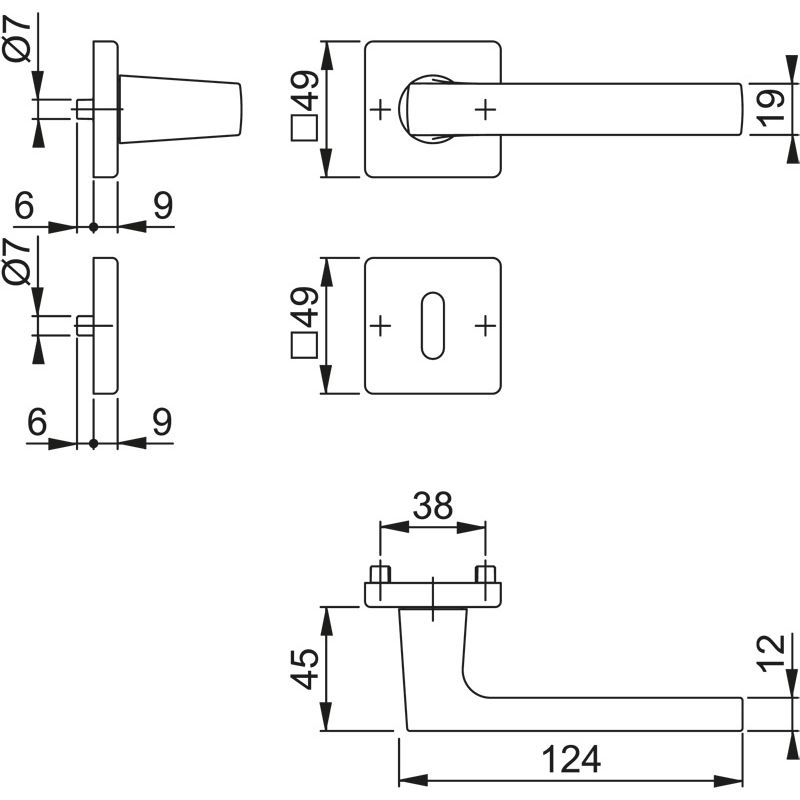 HOPPE Objektgarnitur DALLAS *M1643/843KV/843KVS* Kat.3 Produktbild BIGSKZ L