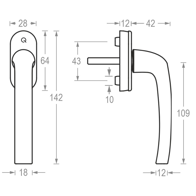 greenteQ Fenstergriff FG10.45°.AL mit 45°-Rastung - inkl. Schrauben Produktbild BIGSKZ L