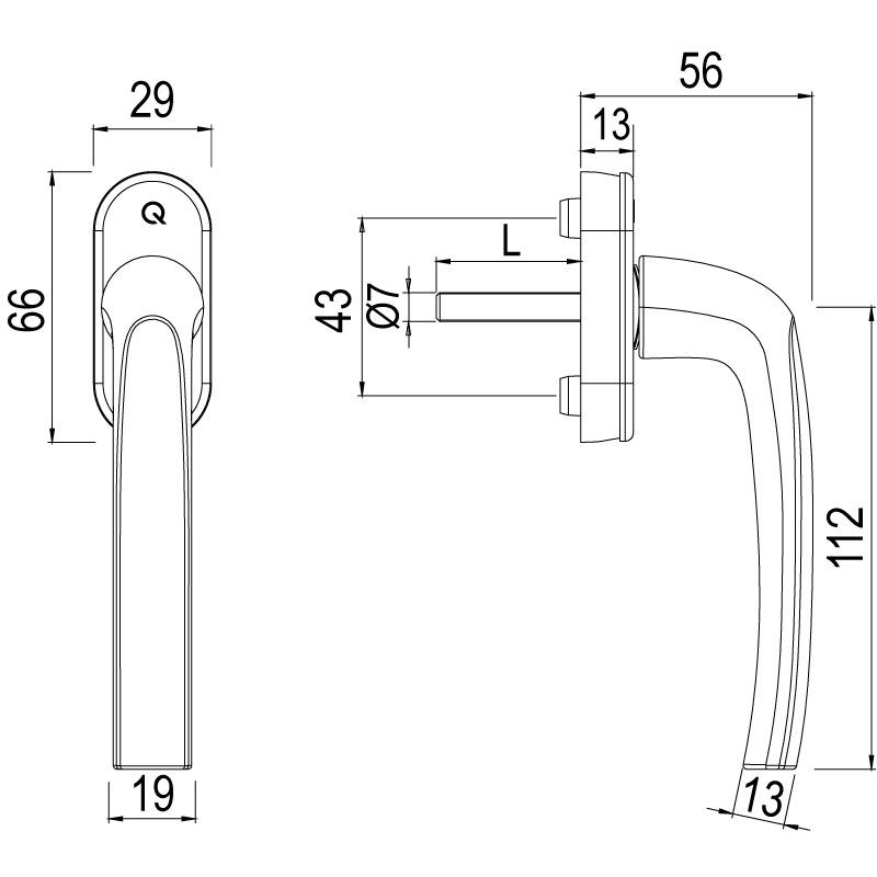 greenteQ Fenstergriff FG10.45°.AL mit 45°-Rastung - inkl. Schrauben Produktbild BIGSKZ L