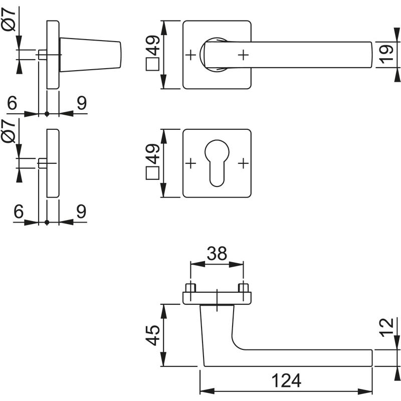 HOPPE Objektgarnitur DALLAS *M1643/843KV/843KVS* Kat.3 Produktbild BIGSKZ L