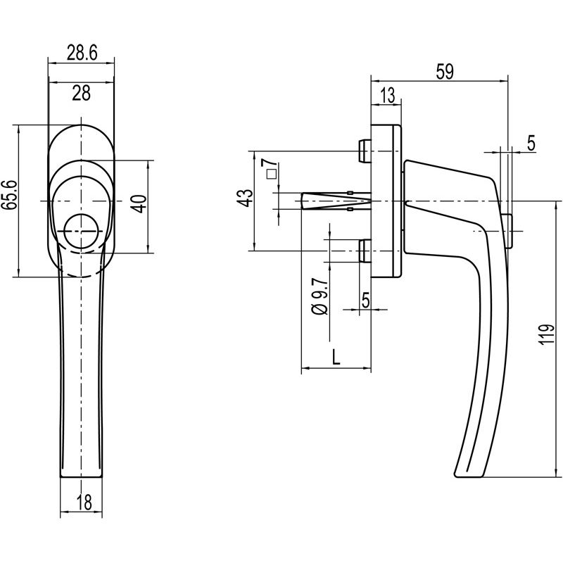 ROTO Fenstergriff ROTOLINE Alu ohne Logo mit Druckknopf - inkl. Schrauben Produktbild BIGSKZ L