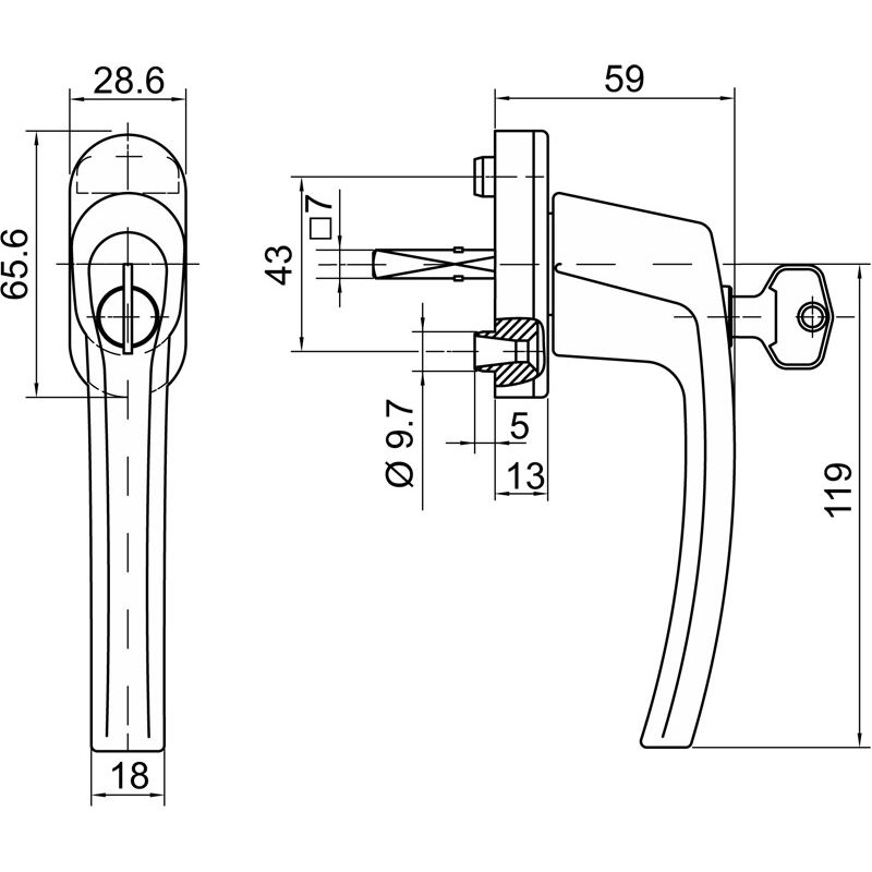 ROTO Fenstergriff ROTOLINE abschließbar Alu ohne Logo - 100 Nm inkl. Schrauben Produktbild BIGSKZ L
