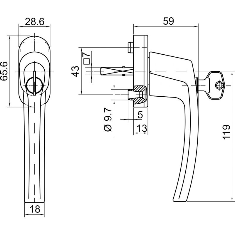 ROTO Fenstergriff abschließbar TBT4 ROTO LINE Alu - inkl. Schrauben Produktbild BIGSKZ L
