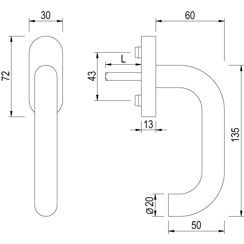 greenteQ Fenstergriff FG60L.ER Edelstahl - inkl. Schrauben Produktbild BIGSKZ L