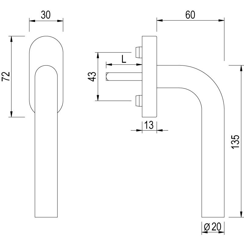 greenteQ Fenstergriff FG62L.ER Edelstahl - inkl. Schrauben Produktbild BIGSKZ L