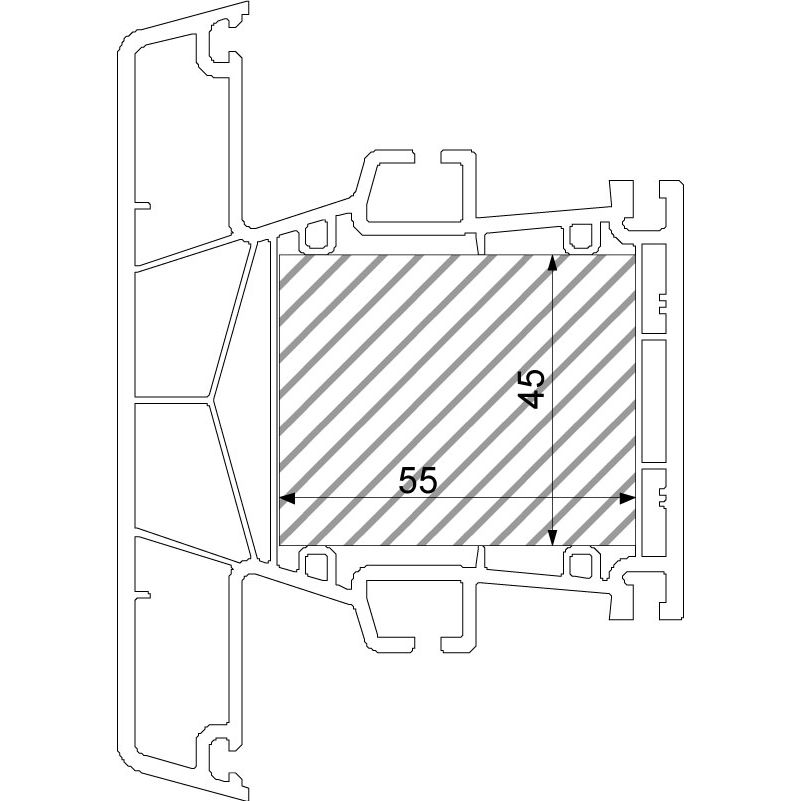 greenteQ Füllstück 45x55x1000 mm Inoutic Kömmerling Produktbild BIGSKZ L
