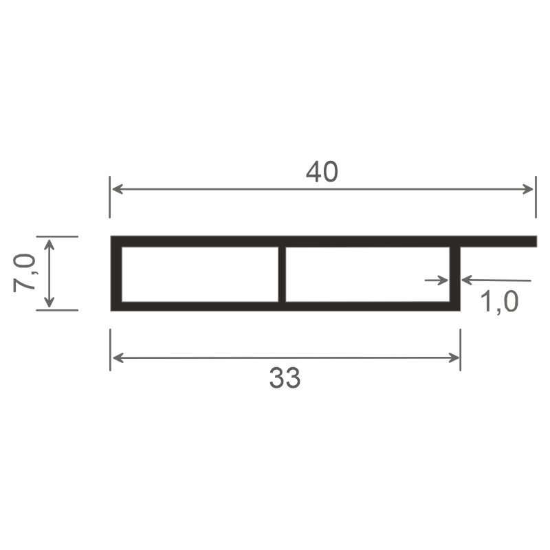 Kammerprofil 40x7mm Lg. 6,00m mit Nase, Weiß, VE: 60m Produktbild BIGSKZ L