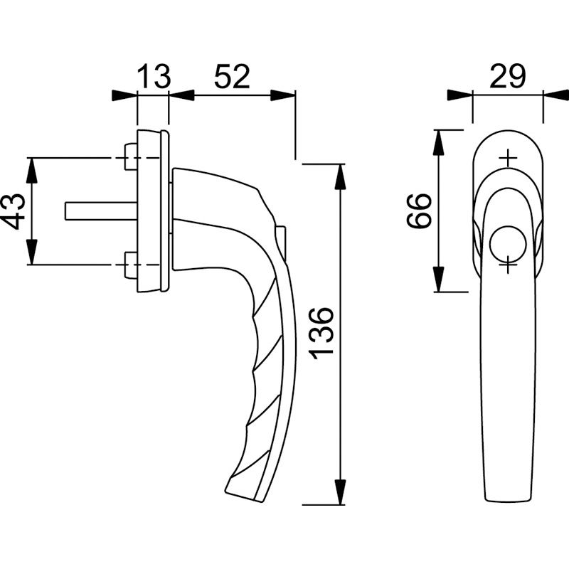 HOPPE Fenstergriff STUTTGART 0600SV/U26 Druckknopf - inkl. Schrauben Produktbild BIGSKZ L