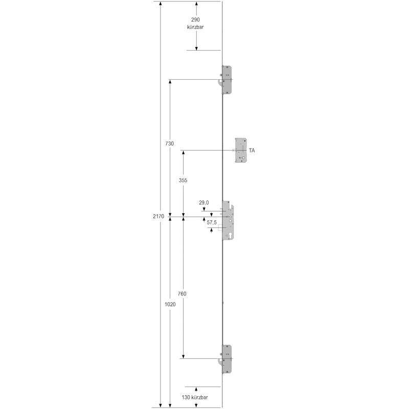 KFV Mehrfachverriegelung F20/65 AS2750 mit Falle, Schwenkhaken und angeschrägter Softlockfalle Produktbild BIGSKZ L