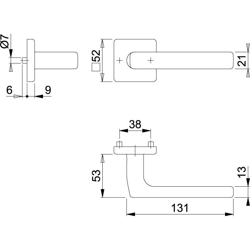HOPPE Stiftteil mit quadratischer Rosette DALLAS *E1643Z/52* Produktbild BIGSKZ L