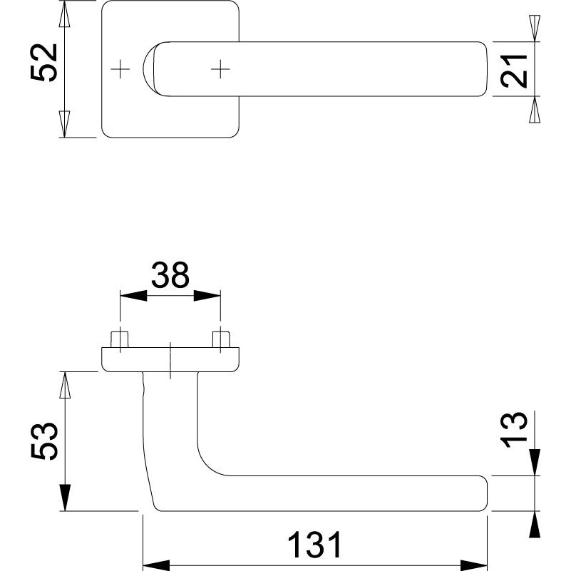 HOPPE Stiftteil mit quadratischer Rosette DALLAS *E1643Z/52* Produktbild BIGSKZ L