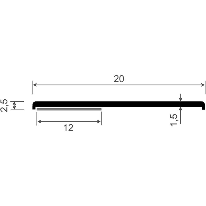 ROLLE Flachprofil 20x2,5/1,5mm SK Weiß, VE: 150m (Den letzten Meter bitte nicht verarbeiten) Produktbild BIGSKZ L