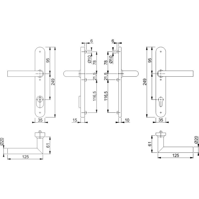 HOPPE Schmalrahmen-Schutzgarnitur AMSTERDAM *E1400F/3359ZA/3357N* ES1 (SK2) Produktbild BIGSKZ L