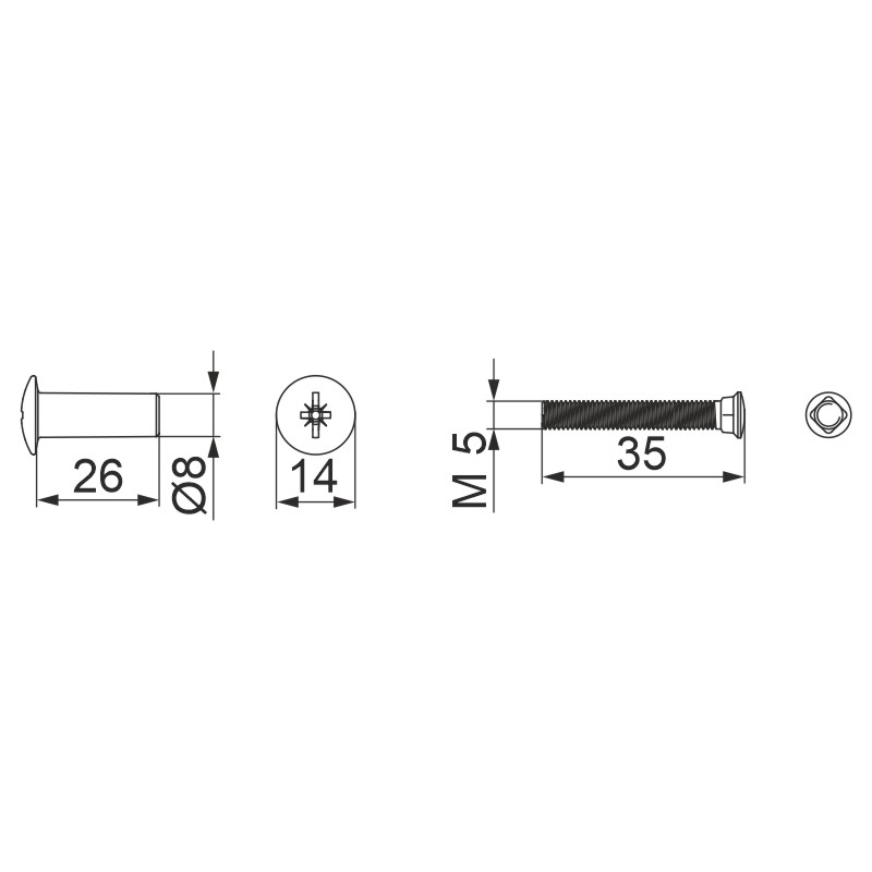 Maco Halbrundschrauben M 5x35 weiß Produktbild BIGSKZ L
