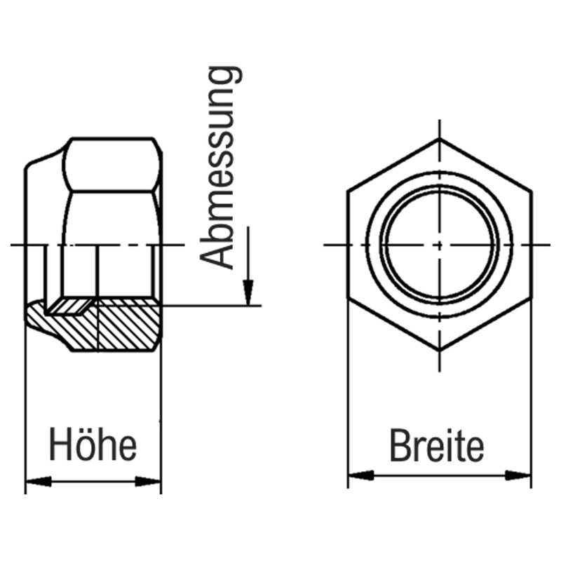 Sechskantsicherungsmuttern mit Kunststoffring, niedrige Form, DIN 985 Produktbild BIGSKZ L