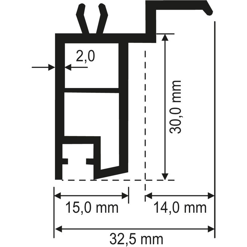 Fensterbankanschlussprofil Veka 30mm Lg. 6,50m Weiß, VE: 65 m Produktbild BIGSKZ L