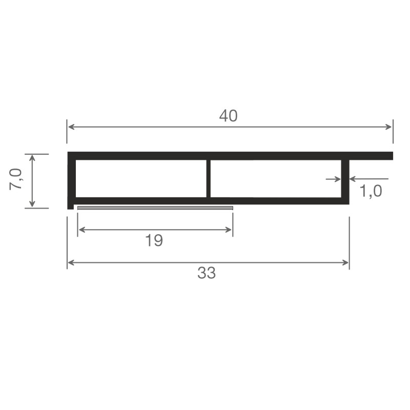 Kammerprofil 40x7mm SK Lg. 6,00m mit Nase, Salamander Weiß, VE: 60m Produktbild BIGSKZ L