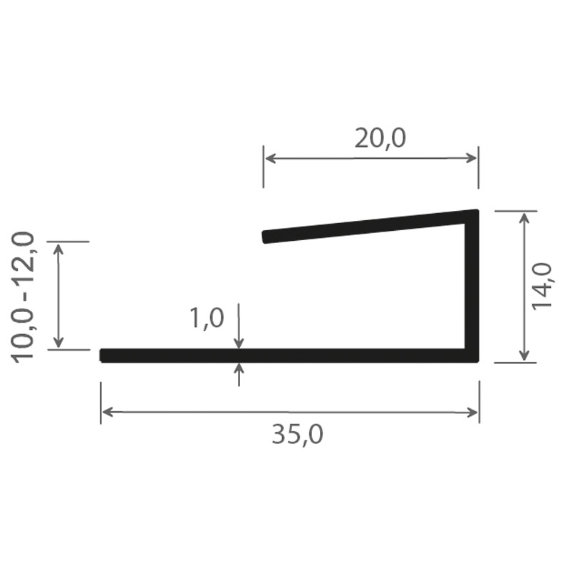 U-Profil 35x14x20mm Lg. 6,00m Weiß, VE: 60m Produktbild BIGSKZ L