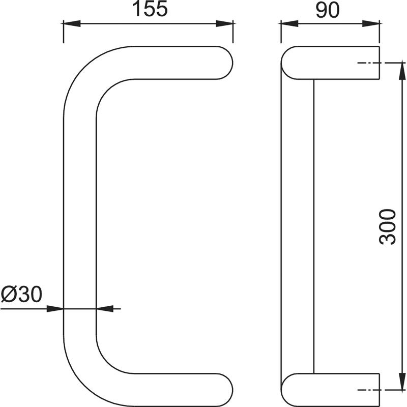 HOPPE Türgriff E5110 mit geraden Stützen Produktbild BIGSKZ L