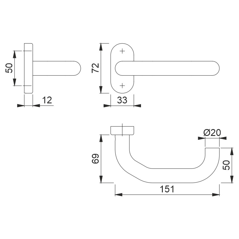 HOPPE Lochteil gekröpft auf ovaler Rosette PARIS *E138GF/55* Produktbild BIGSKZ L