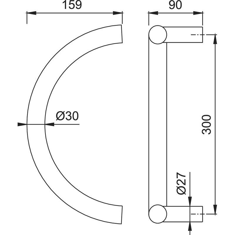 HOPPE Türgriff E5311 mit geraden Stützen Produktbild BIGSKZ L