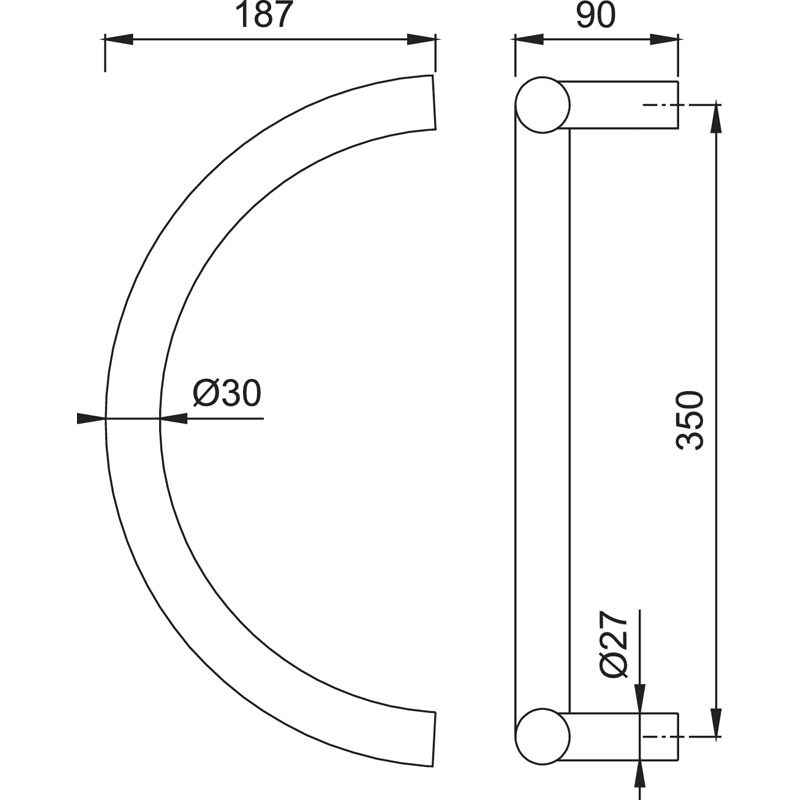 HOPPE Türgriff E5311 mit geraden Stützen Produktbild BIGSKZ L